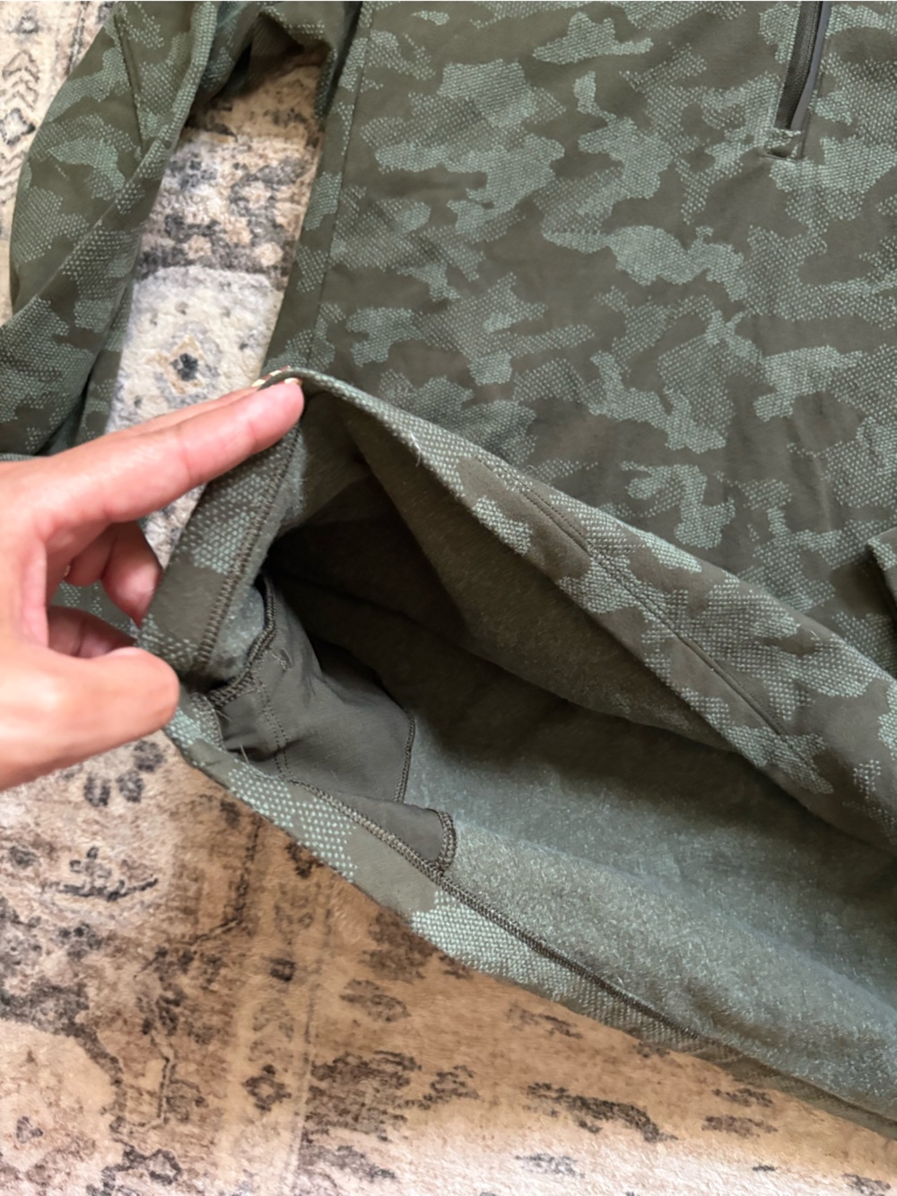 Lululemon Green Camo Surge 1/2 Zip Fleece Lined Pullover Sweater Size M - Picture 6 of 11